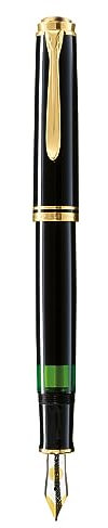 Pelikan Füllhalter Souverän 600, Schwarz, Feder M (mittel), hochwertiger Kolbenfüller im Geschenk-Etui, 980136