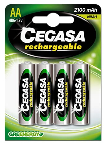 Cegasa Rechargeable – Pack 4 Batterien HR6 2100 mAh, Grün