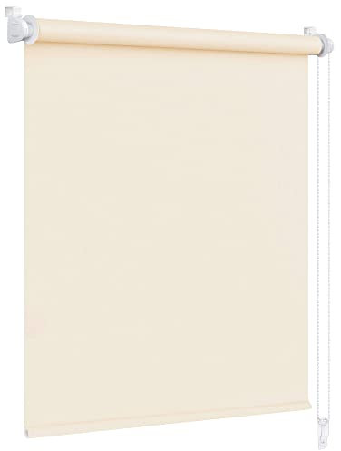 Victoria M. Klemmfix Verdunkelungsrollo ohne Bohren Rollo Seitenzugrollo Verdunkelung für Fenster und Türen, 45 x 150 cm, Creme