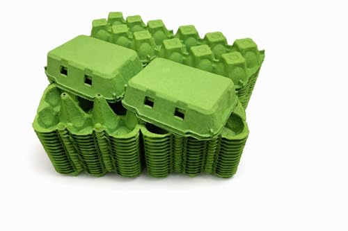 HAPPY CHICKENS NEW 1/2 DOZEN 'FLAT TOP' EGG BOXES IN GREEN 50/100/150 (50)