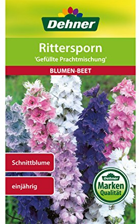Dehner Blumen-Saatgut, Rittersporn Gefüllte Prachtmischung, 5er Pack (5 x 1.5 g)