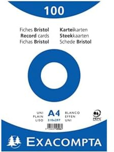 Exacompta 100 Karteikarten blanko Ungelocht in Folie 210x297 mm Weiß