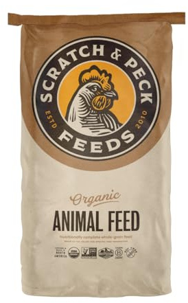 Scratch and Peck Feeds Whole Grain Scratch + Corn Chicken and Duck Supplemental Grain - 25 lbs Bag - Soy-Free - 9% Protein, Certified Organic and Non-GMO Project Verified Chicken Food