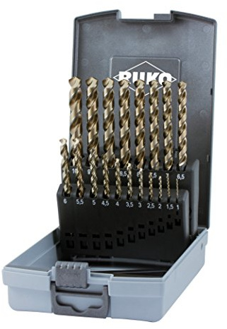 Ruko Spiralbohrer-Satz DIN 338 Typ Uni steigend in ABS-Kunststoffkassette, 1-10 x 0,5 mm, 228214RO