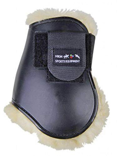HKM Streichkappen -Teddy- für Hinterbeine Hufglocken Schwarz/Natur One Size