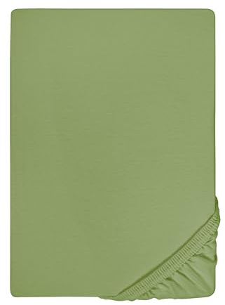 biberna Feinjersey Spannbettlaken 90x200-100x200 cm grün | 100% Baumwolle Spannbetttuch für Einzelbetten | Atmungsaktiv, Bügelfrei & mit Rundumgummizug | Oeko-TEX Zertifiziert | Modell 0077144