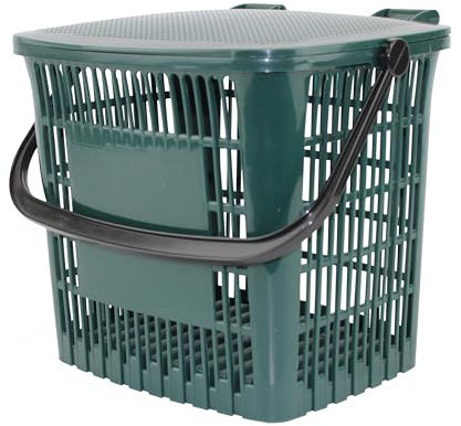 Vented Green Kitchen Compost Caddy - For Food Waste Recycling (7 Litre) - 7L Plastic Composting Bin