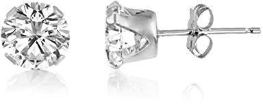 DIAMOND WHITE/CLEAR 3MM Classic Brilliant Round Cut Cubic Zirconia (CZ) Sterling Silver Birthstone Stud Earrings/Ear Studs for Women Ladies Girls - 925 Sterling Silver. 3-WHTE