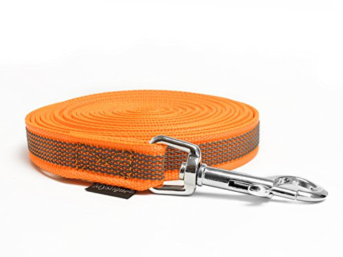 Mystique® Gummierte Schleppleine 20mm ohne Handschlaufe Standard Karabiner neon orange 20m
