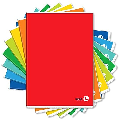 Bm – BeMore – Color Basic 0110608 – Quaderno Formato A4 – Rigatura 4F – Quadretti 4Mm Con Margini – Carta 80G/Mq – Colori Assortiti – Confezione 10 Pezzi