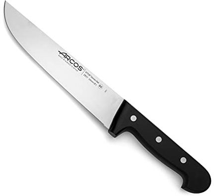 Arcos Butcher Knife 8 Inch Nitrum Stainless Steel and 200 mm blade. Professional Cooking Knife For Cutting Meat, Fish and Vegetables. Ergonomic Polyoxymethylene Handle. Series Universal. Color Black.