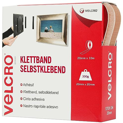VELCRO Brand Nastro riapribile adesivo 20mmm x 10m Beige