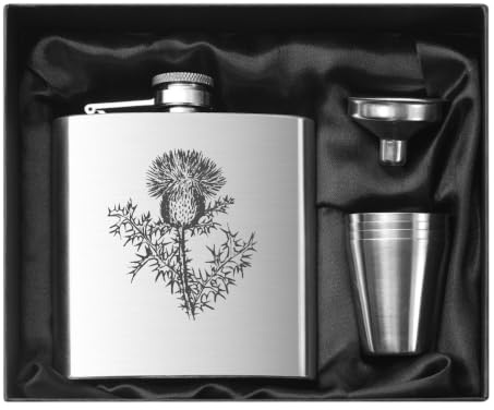 Scottish Thistle 6oZ Hip Flask can be Personalised Engraved hf5 6oz 4cupbox