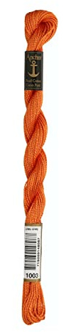 Ankare pärltråd, broderitråd, bomull, 01003 orange, orange