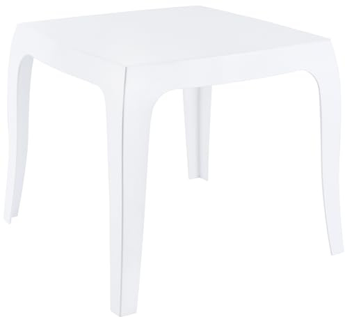 CLP Design Kunststofftisch Queen I Pflegeleichter quadratischer Beistelltisch I Wetterbeständiger Outdoor Tisch, Farbe:weiß Glanz