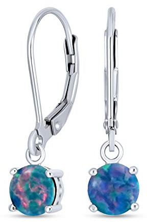 Einfache Runde Solitaire-Schwarz-Opal-Ohrringe Mit Hebelverschluss Für Frauen. 925Er Sterlingsilber