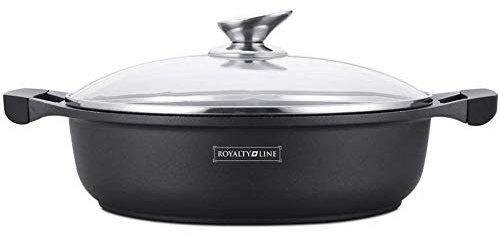 Royalty Line - RL-BR32M - Pentola Bassa, con Rivestimento Antiaderente, Coperchio in Vetro, Induzione, 5.5 Litri, 32 cm