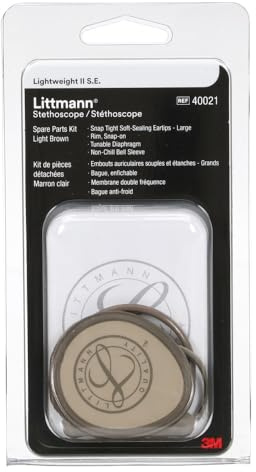 Littmann Ersatzteilset für Lightweight II S.E., 40021, Hellbraun | Enthält kleine weich abdichtende Snap-Tight-Ohroliven, einstellbare Membran, Randbaugruppe und Kälteschutzring