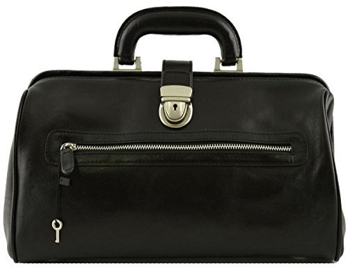 Dream Leather Bags Made in Italy toskanische echte Ledertaschen Echtes Leder Arzttasche Mit Verderfach Farbe Schwarz - Italienische Lederwaren - Aktentasche