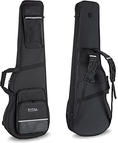 ROCKTILE Gitarrenleichtkoffer E-Bass, Lightcase für E-Bass, 5 cm, 27 cm | Sehr niedriges Eigengewicht bei extremer Stabilität, Reiß- und wasserfestes Außengewebe, Verklettbarer Tragegriff, 5 cm, 8 kg