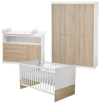 roba SET 'Gabriella', inkl. Bett 70 x 140 cm, Wickelkommode breit mit Aufsatz & Schrank 3-türig