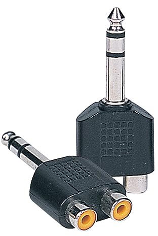 Kinsman LP18-Adattatore/sdoppiatore Cinch stereo 2 x RCA/Jack da 6,35 mm, colore: nero