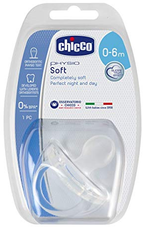Chicco 00002712310000 Sauger Physio Soft, 6m+, Silikon, 1 Stück, Neutral, grün