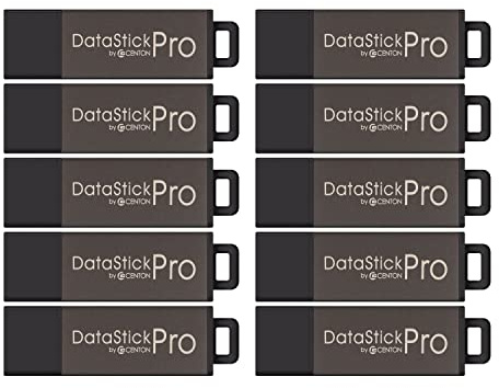 Centon Electronics DataStick Pro USB 2.0 Flash Drive, 2 GB, 10 USB Flash Drives, 10 Bulk Pack, Grey