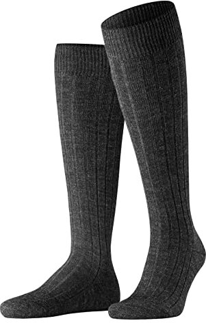 FALKE Herren Kniestrümpfe Teppich Im Schuh M Kh Wolle lang einfarbig 1 Paar, Grau Anthracite Melange 3080, 45-46
