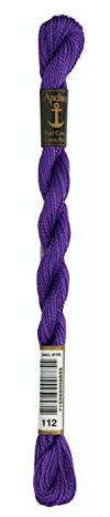 Anchor Perlgarn Stärke 5 4585000-00112 dunkellila Stickgarn, 100 % Baumwolle, 5g Strängchen