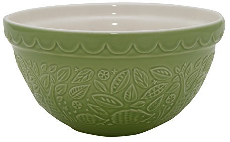 Mason Cash in The Forest Hedgehog Mixing Bowl 1.1 Litre | 21cm Green S30 Stoneware Bowl for Baking, Pudding & Cookie Dough, Embossed Woodland Design