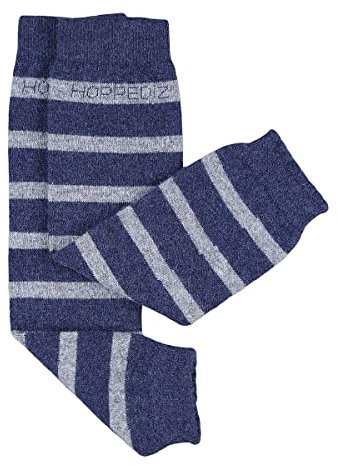 Hoppediz Babystulpen aus Kashmir / Merinowolle, Baby Leg Warmers, Einheitsgröße, blau grau gestreift