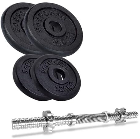 ScSPORTS® Hantelset - 10 kg, Verstellbar, Kurzhantelstange, Hantelscheiben 30/31 mm, Gusseisen - Hantel, Kurzhanteln, Hanteln Set, Kurzhantel, Gewichte, Kurzhantelset, Home Gym