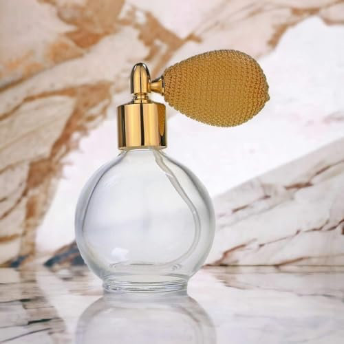 78ml classico rotondo bottiglia di profumo atomizzatore con pompa a bulbo, imbuto di riempimento e confezione regalo (oro con metallo oro)
