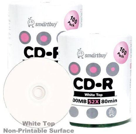 Smartbuy 700mb/80min 52x CD-R White Top Blank Video Recordable Media Disc (200-Disc)