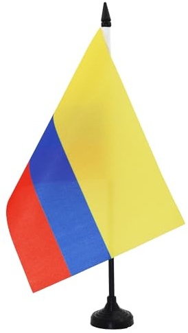 AZ FLAG Drapeau de Table Colombie 21x14 cm Polyester 100D Socle Plastique | Usage intérieur Drapeau de bureau colombien Colombia finition cousue et bords renforcés