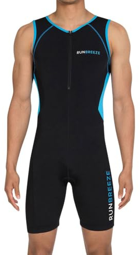 RunBreeze Tri Suit Mens – Triathlon Suit for Men, Breathable, Quick Drying Trisuit, Rear Pockets, Triathlon Suit Mens for Cycling, Swimming, Running