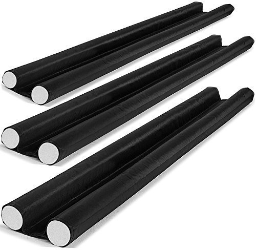 Monzana® 3X Zugluftstopper für Türen 92cm Doppeldichtung Luftzugstopper Windstopper Schwarz Zuschneidbar Haustür Lärmschutz Isolierung Kälte Polyester