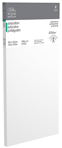 Winsor & Newton 6206016 professionell kilram av bomullsblandning, 385 g/m², 3-vägs grundad, medelkornig, perfekt för oljefärger och akrylfärger – 30 x 60 cm