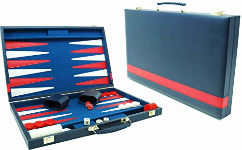 HOT Games Backgammon 38 cm Blauw m.rode bies