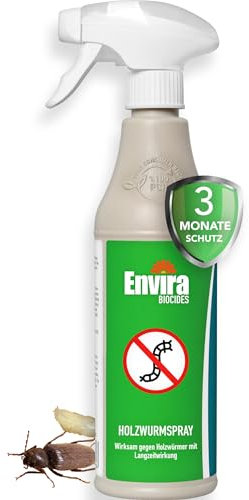 Envira Holzwurm Abwehrspray 500 ml - Spray mit Langzeitwirkung gegen Holzbock & Holzwurm - Mittel gegen Holzwürmer für innen - Effektives Holzwurmmittel & Holzwurmschutz