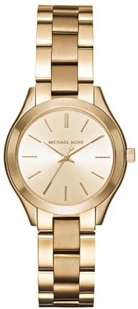 Michael Kors Slim Runway Watch for Women, 33mm Quartz three hand movement with Stainless steel strap