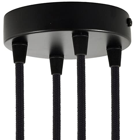 creative cables - Zylindrischer 4-Loch-Lampenbaldachin Kit aus Metall - Konisch, Schwarz