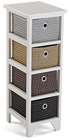 Versa Lingbo Möbel für das Bad, Schubladeneinheit mit 4 Schubladen zum Organisieren, Moderne und unterhaltsame Aufbewahrung, Maßnahmen (H x L x B) 72 x 30 x 25 cm, Holz und Plastik, Farbe: Weiß