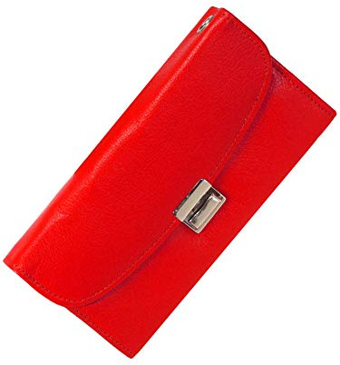 Harrys-Collection Kellnerbörse Geldbörse Portemonnaie Nappaleder, rot | weiches Nappaleder, extra starkes Nylon-Gewebe, 5 Fächer für Scheine, großes Münzfach, verstellbarer Metallverschluss, 1 Öse