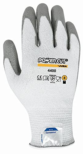 Juba - Guante sin costuras anticorte fibra de vidrio+poliuretano talla 7 gris