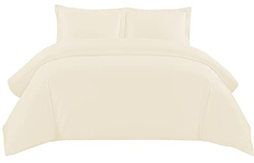 Sunshine Comforts Single Duvet Cover Set - 100% Soft Brushed Microfiber Quilt Cover Bedding Single Bed Set with Pillow Cases - Breathable & Anti Wrinkle 200 Thread Count Single Duvet Cover (Cream)