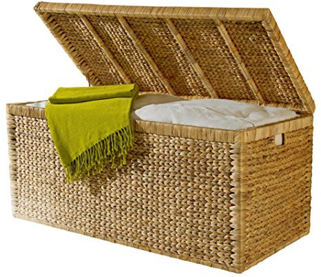 Artra Design Geflecht Truhe Klappdeckel 95 cm, natur atmungsaktiv Aufbewahrungsbox 3 Größen BSCI, edel verarbeitet, Handarbeit, nachhaltig, Aufbewahrungskiste Aufbewahrungstruhe Wäschetruhe