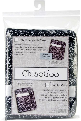 chiaogoo Etui für Rundstricknadeln Aufbewahrungstasche Schwarz und Weiß 23 x 18 cm 1 Stück CG2070