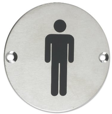 ZSS01SS Male Toilet Sign Sex Symbol 76mm Dia Satin Stainless Steel from The Door Handle Store